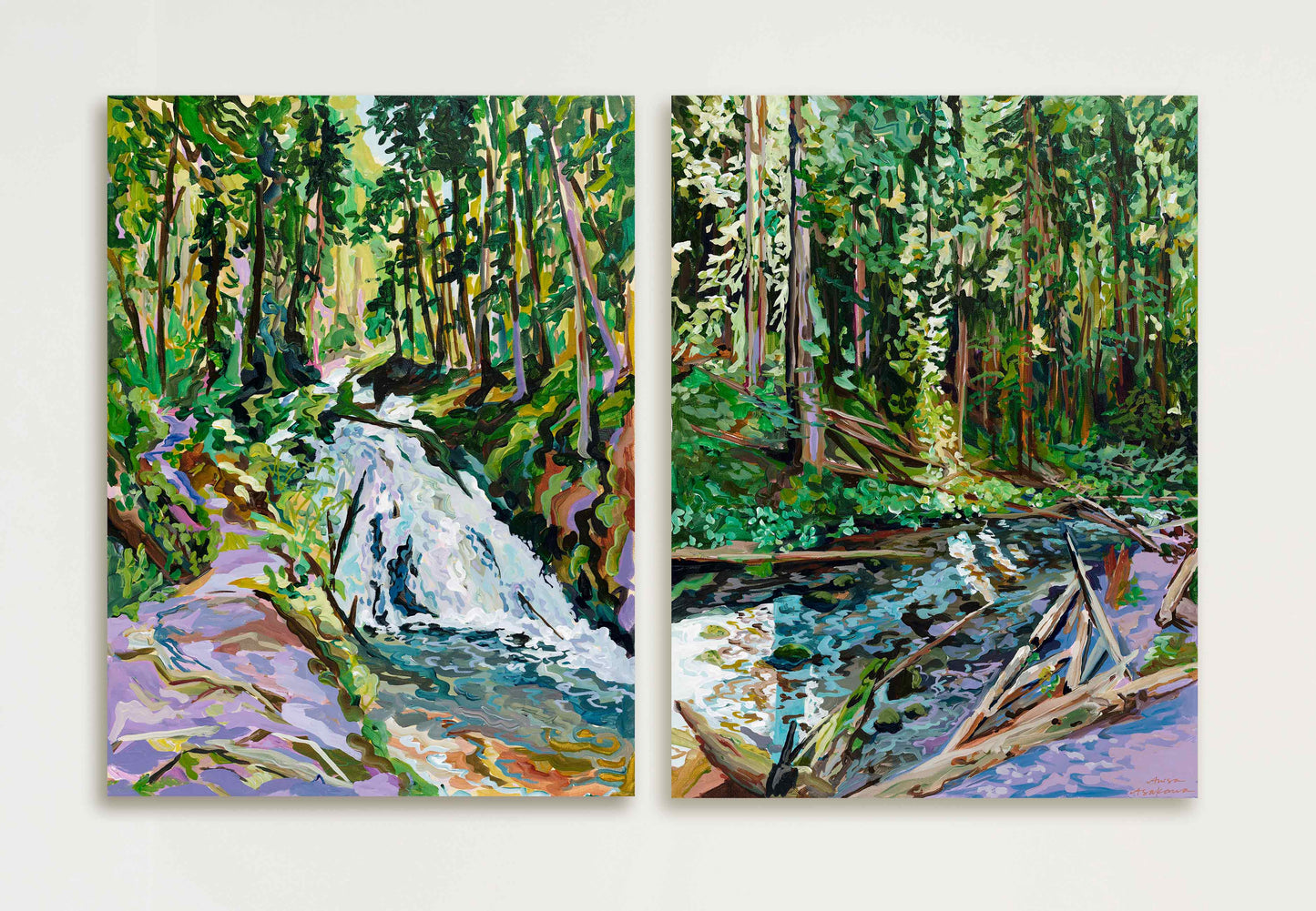 Little Zig Zag Falls Diptych | 24x36 Anisa Asakawa Art