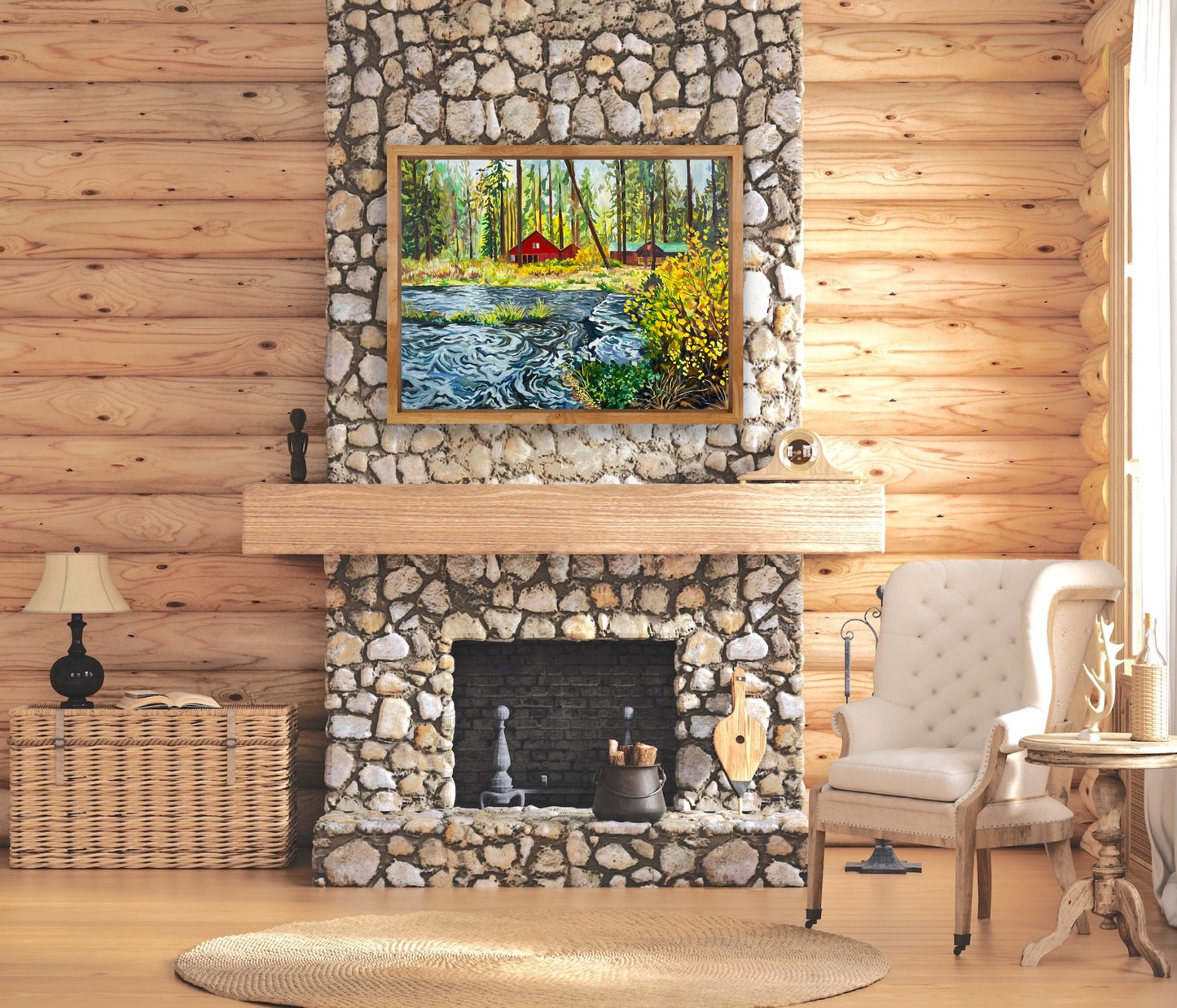 Red Cabin on the Metolius River | 30x40