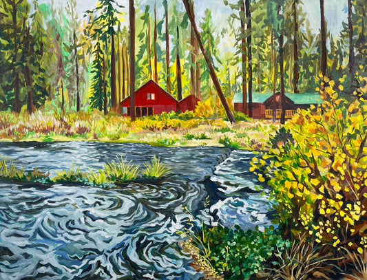 Red Cabin on the Metolius River | 30x40